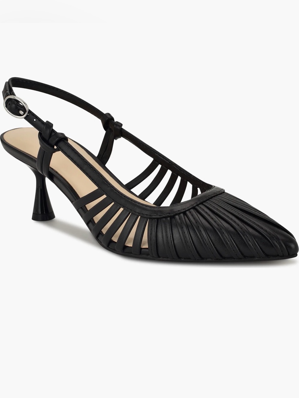 Nine West Resta Black Strappy Slingback Kitten Heel Pumps sz 10 nwb
